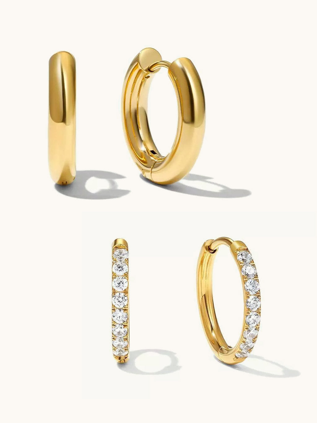 Easy Huggie & Classic Zirkon Hoop Set