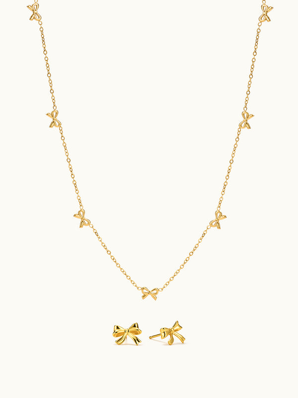 Mini Bow Kette & Stud Ohrringe Set
