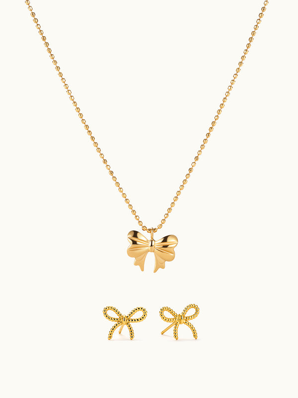 Bow Kette & Bow Twist Stud Ohrringe Set
