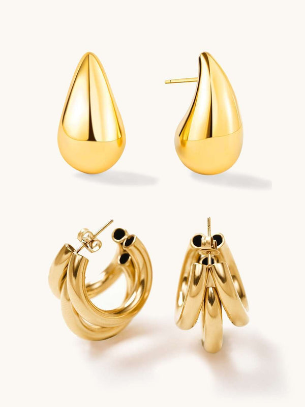 Teardrop Dome & Triple Ohrringe Set
