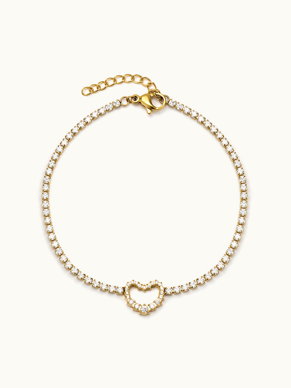 Hollow Heart Shape Tennis Armband
