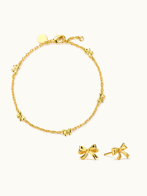 Mini Butterfly Link Armband & Stud Ohrringe Set