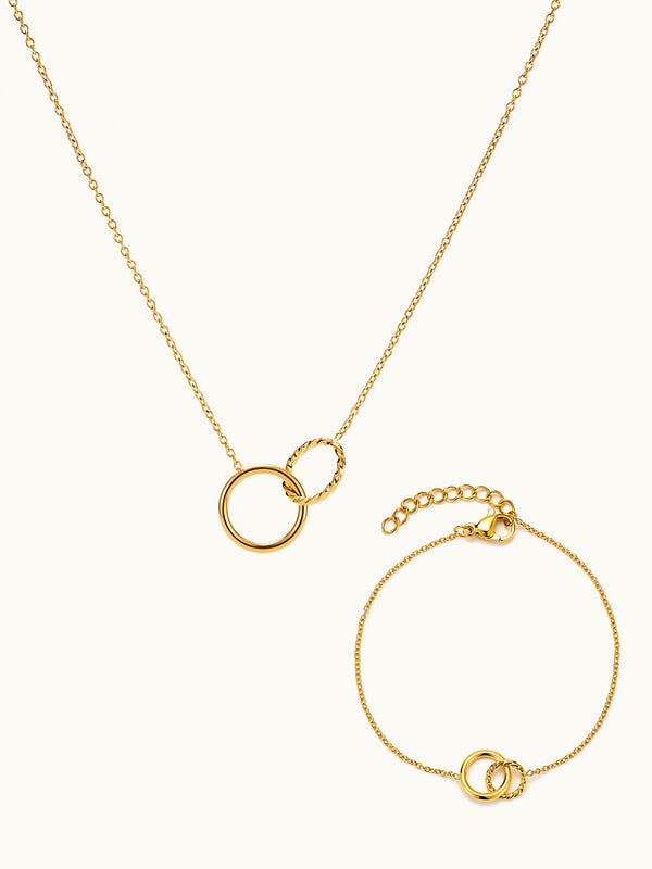 Double Ring Connection Kette & Armband Set