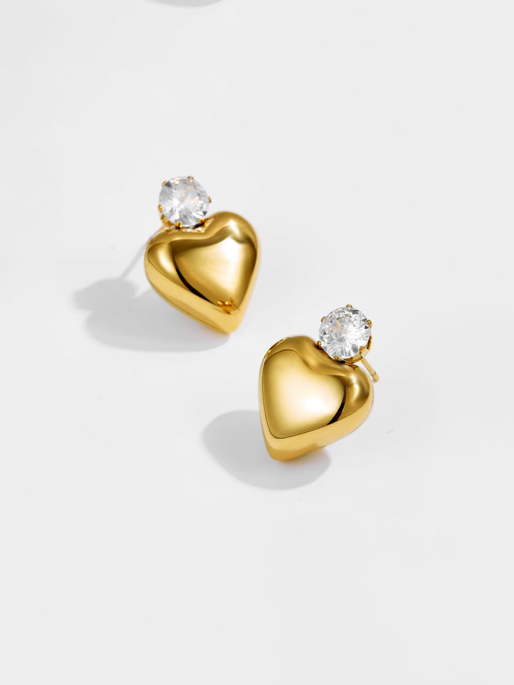 Single Zirkon Puffy Heart Stud Ohrringe