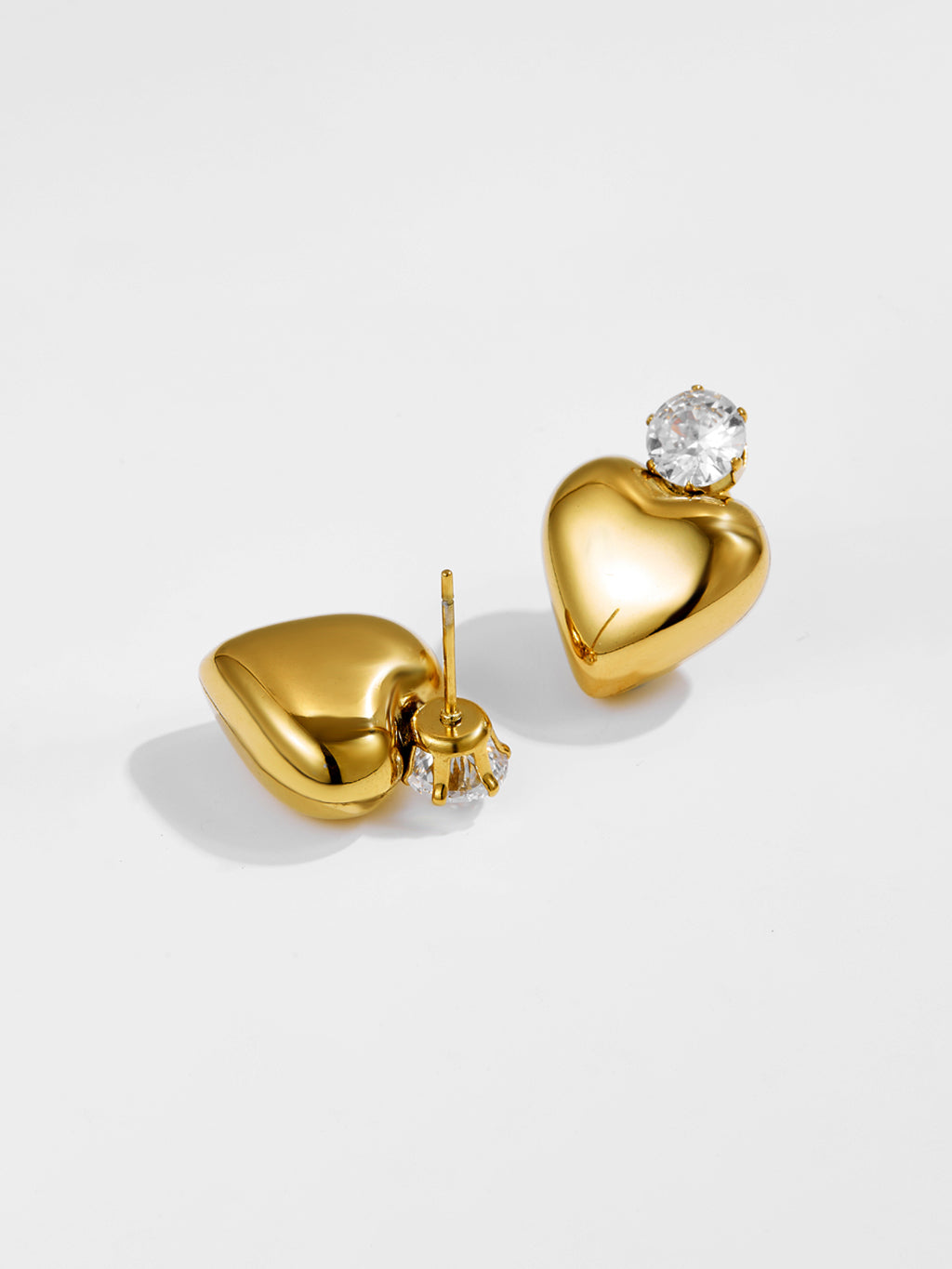 Single Zirkon Puffy Heart Stud Ohrringe