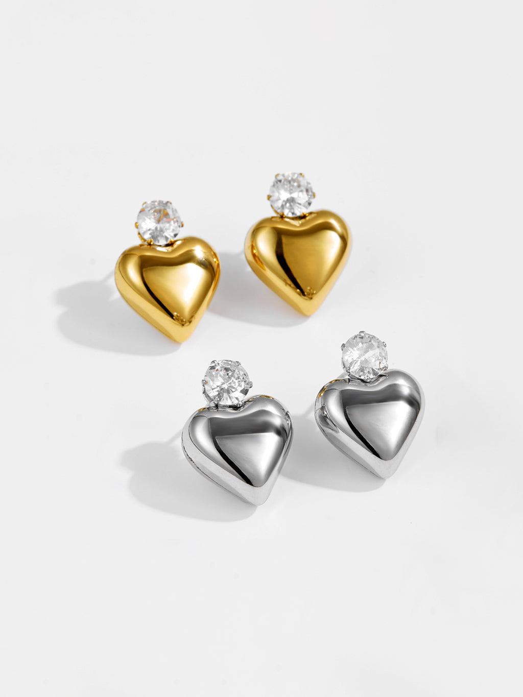 Single Zirkon Puffy Heart Stud Ohrringe