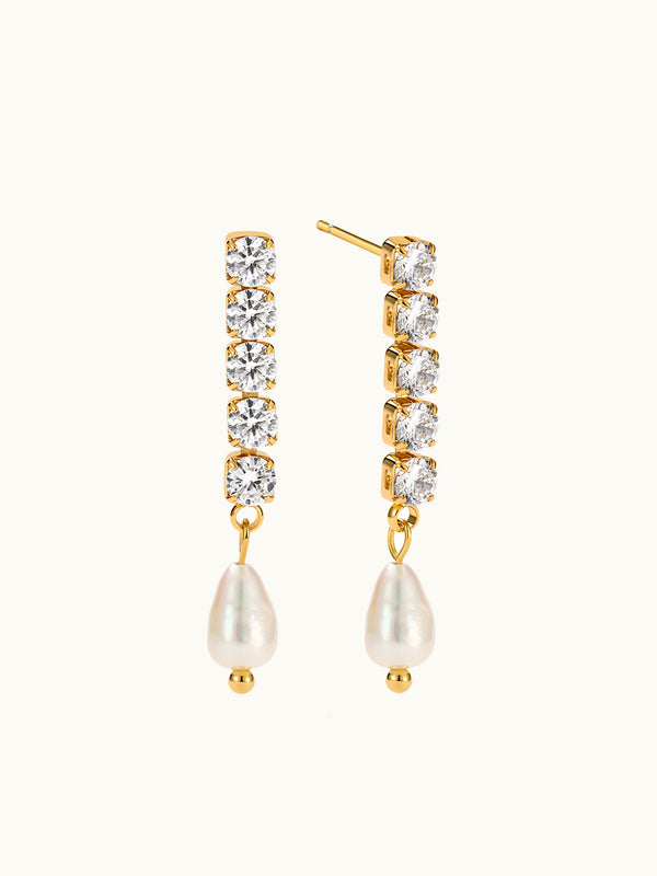 Zirkon Long Pearl Drop Ohrringe