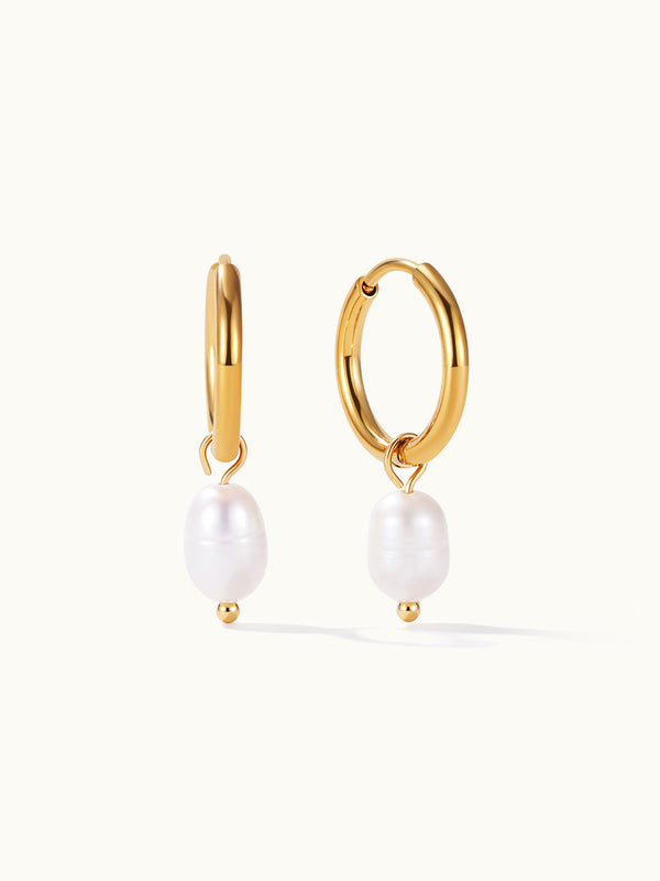 Pearl Dangle Hoop Ohrringe