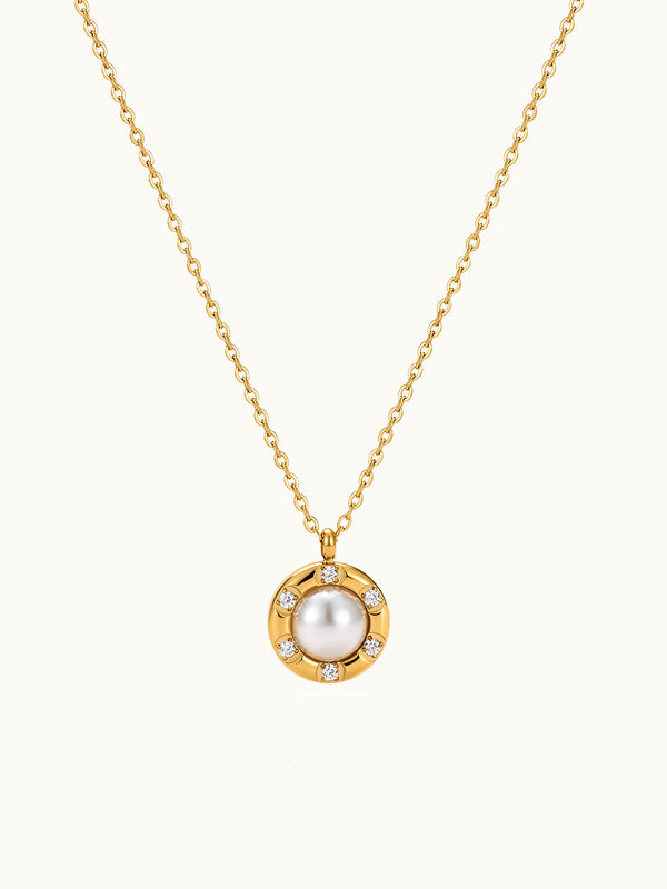 Solitaire Pearl Zircon Kette