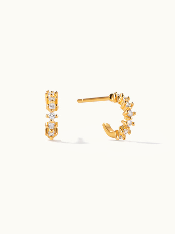 Beaded Zirconia Hoop Ohrringe