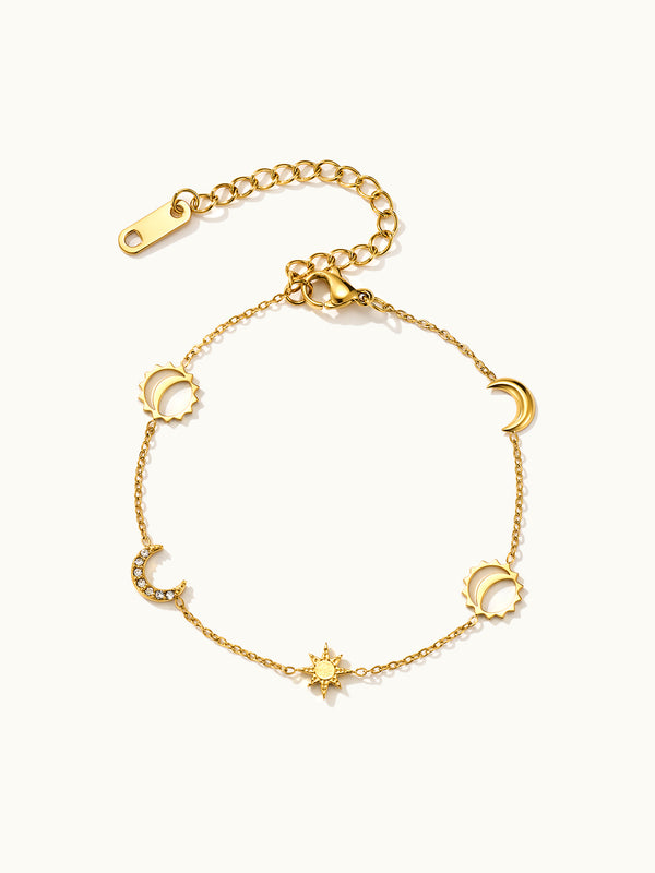 Zirkonia Moon & Sun Single Layer Armband