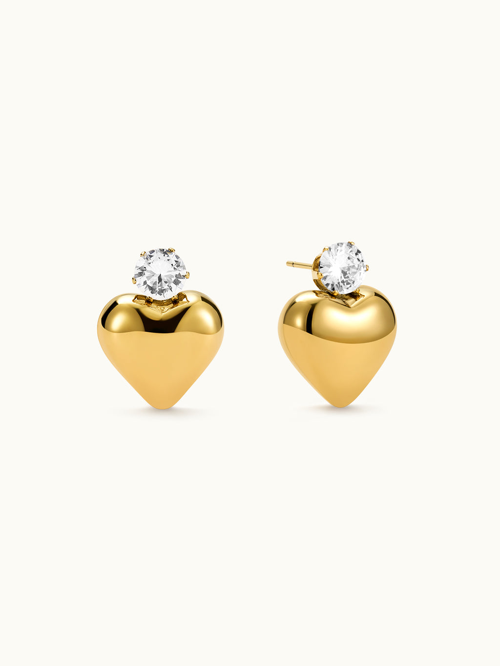 Single Zirkon Puffy Heart Stud Ohrringe