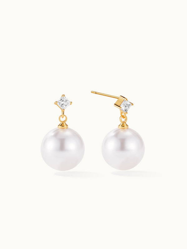 Round Pearl Zirkon Ohrringe