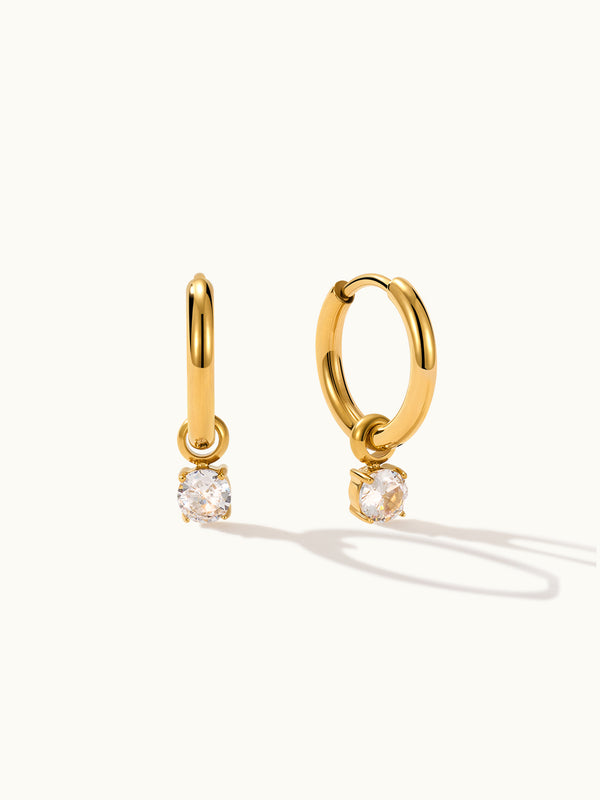 Solitaire Round Zirkonia Dangle Ohrringe