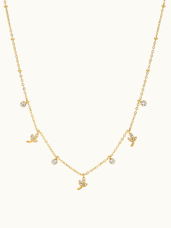 Enchanting Zircon Leaf Tassel Kette