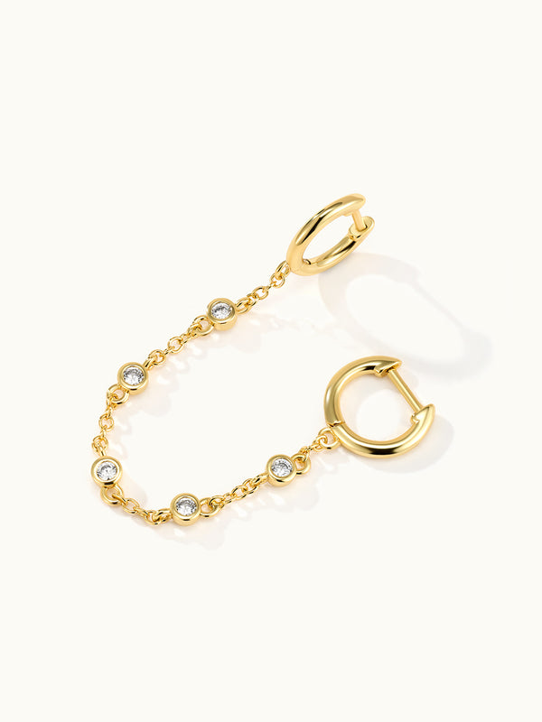 Double Hoop Bezel Chain Ohrringe