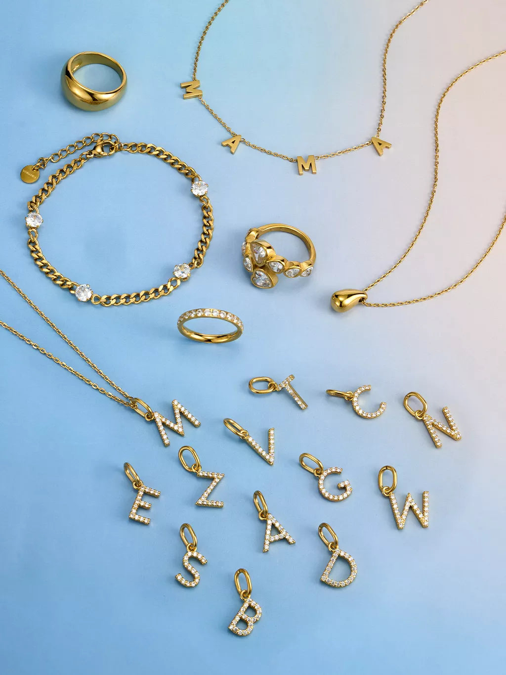 Diamond Pave Letter A Kette