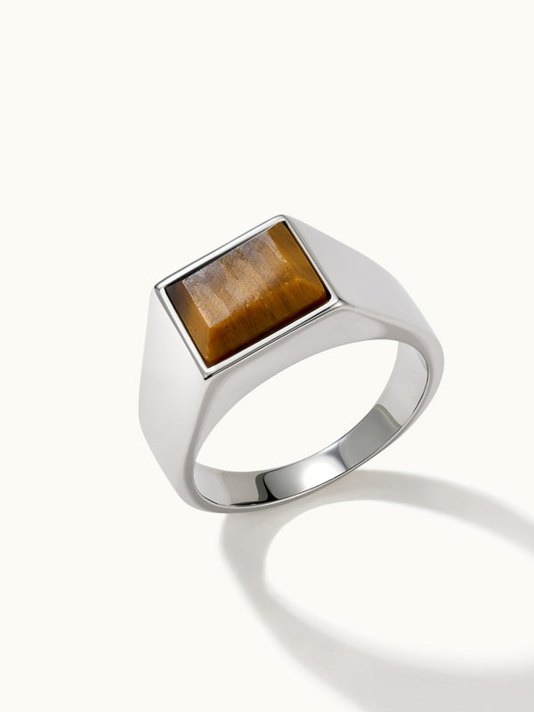 Trapezoid Tiger Eye Ring