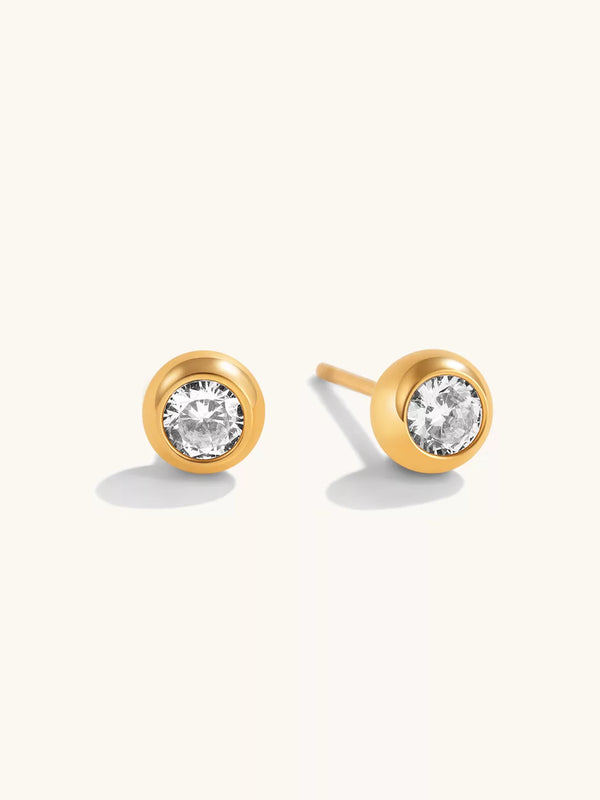 Classic Zirkon Bezel Stud Ohrringe