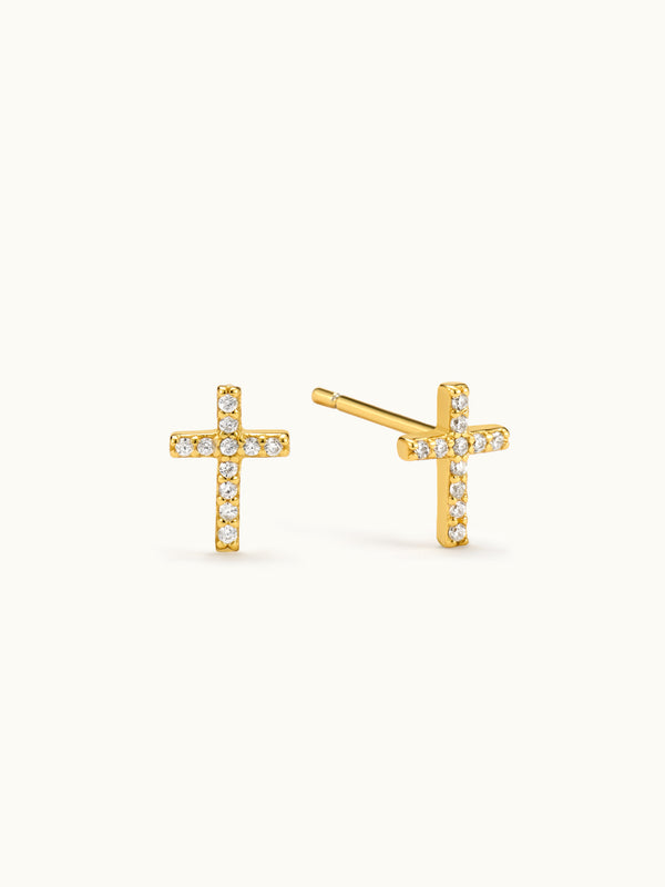 Zirkonia Mini Cross Stud Ohrringe