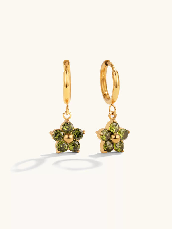Green Flower Hoop Ohrringe