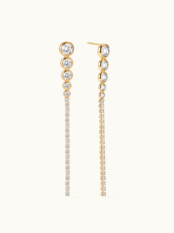 Tennis Beaded Teardrop Long Ohrringe