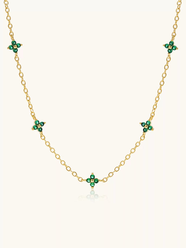 Green Flower Kette Gold