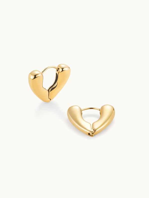 Mini Chunky V-Shaped Heart Hoops