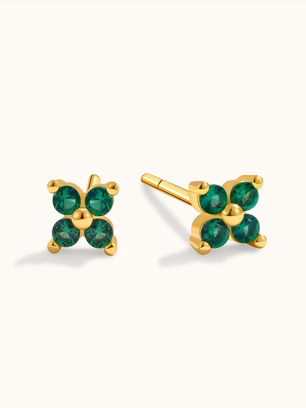 Green Zirkon Flower Studs