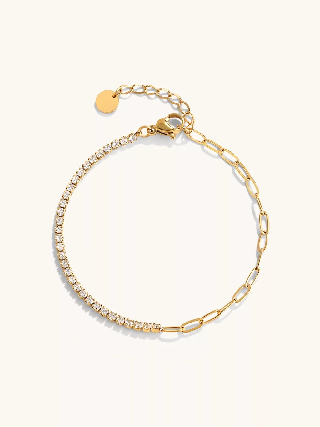 Half Tennis And Chain Armband
