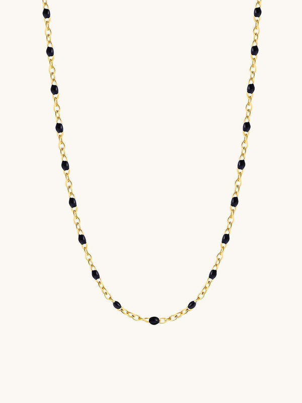 Black Enamel Bead Kette Gold