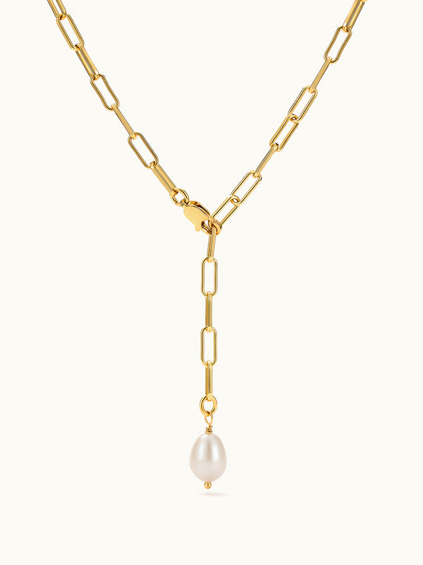  Paperclip Pearl Y Kette