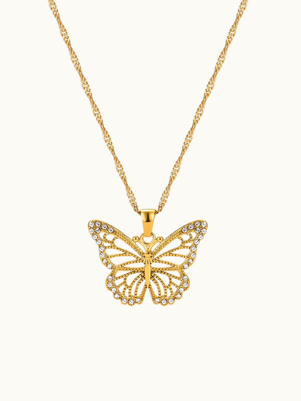 Pave Hollowed-out Butterfly Kette