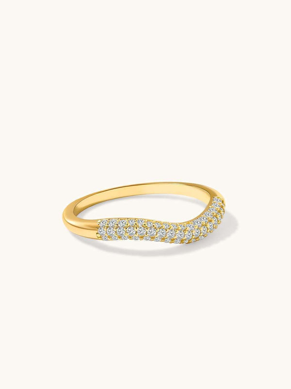 Wave Ring With Zirconia Gold