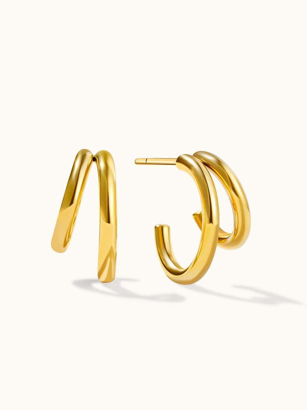 Double Side Hoop Ohrringe Gold
