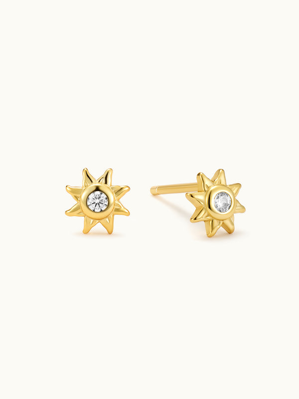 Gold Sun Flower Stud Ohrringe