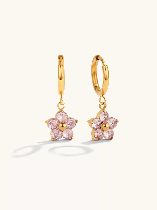 Pink Flower Ohrringe Gold