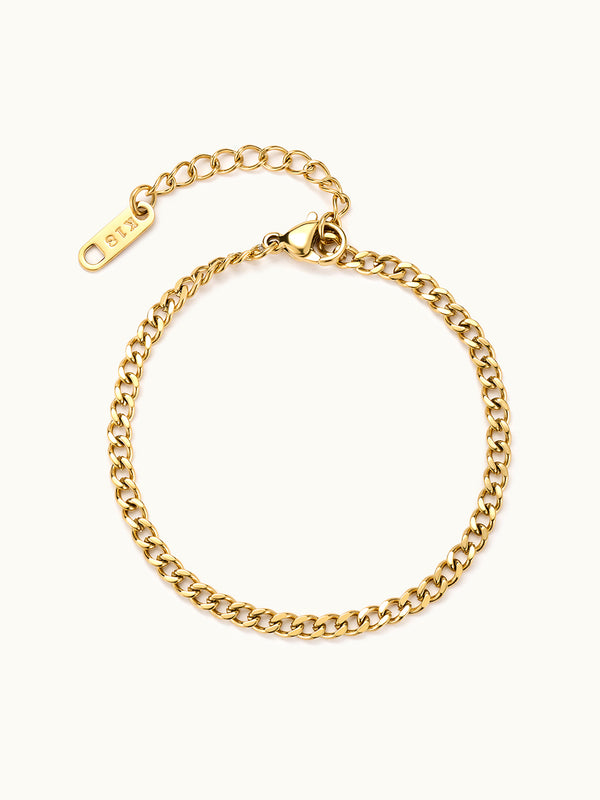 Thin Curb Gold Chain Armband