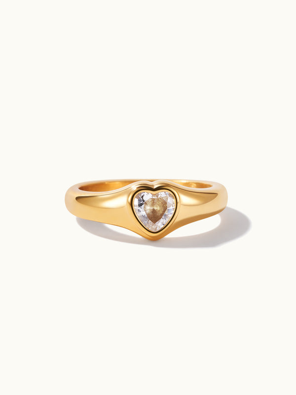 Zirkonia Heart Signet Ring