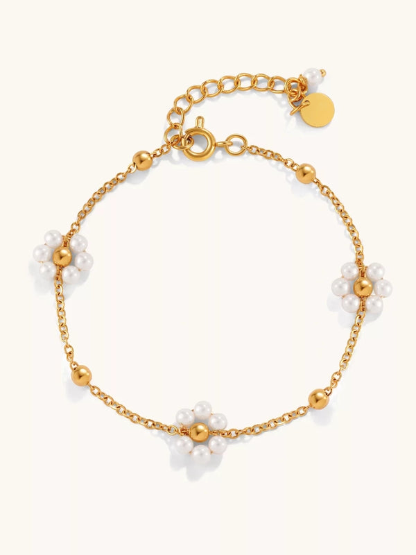 Flower Pearl Armband Gold
