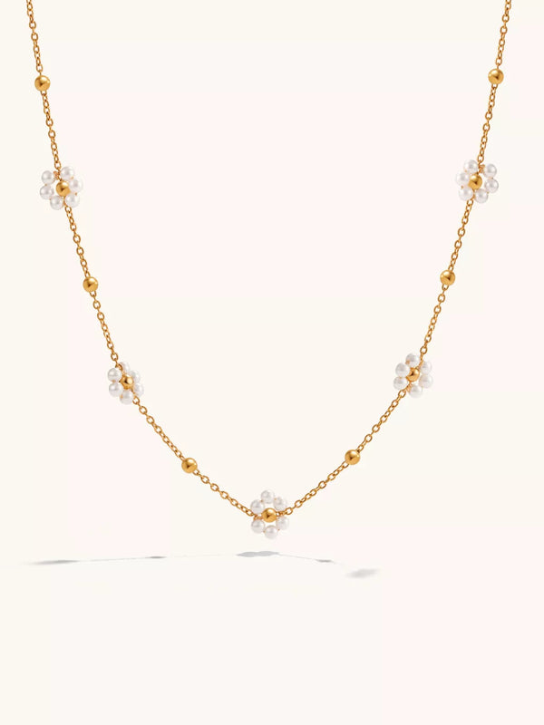Flower Pearl Kette Gold