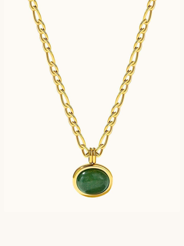 Oval Green Jade Kette